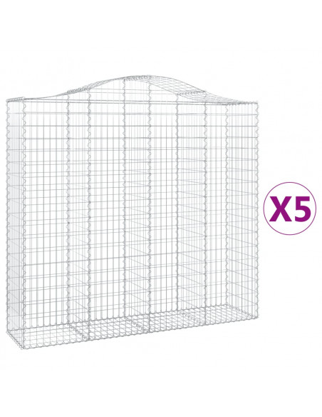 Cesti Gabbioni ad Arco 5 pz 200x50x180/200 cm Ferro Zincato