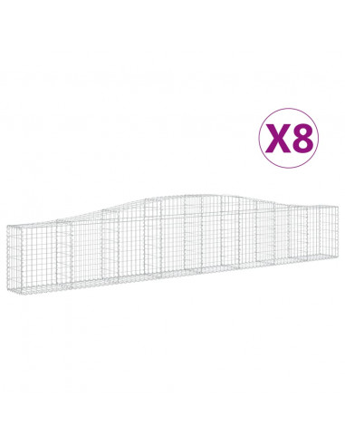 Cesti Gabbioni ad Arco 8 pz 400x30x60/80 cm Ferro Zincato