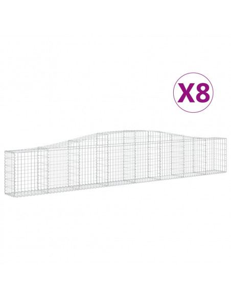 Cesti Gabbioni ad Arco 8 pz 400x30x60/80 cm Ferro Zincato