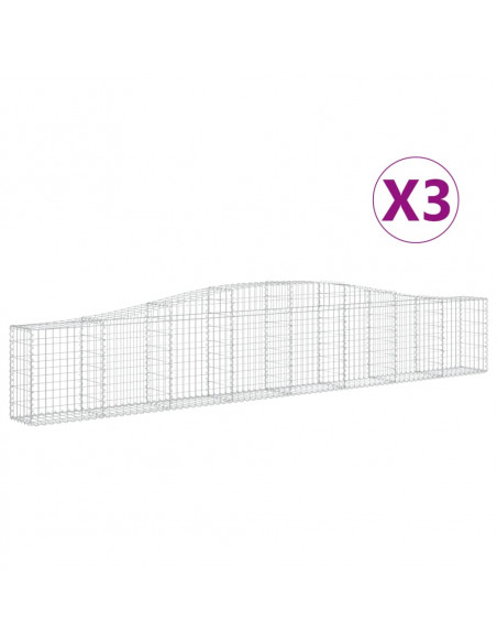 Cesti Gabbioni ad Arco 3 pz 400x30x60/80 cm Ferro Zincato
