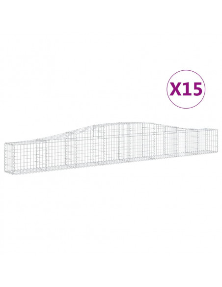 Cesti Gabbioni ad Arco 15 pz 400x30x40/60 cm Ferro Zincato