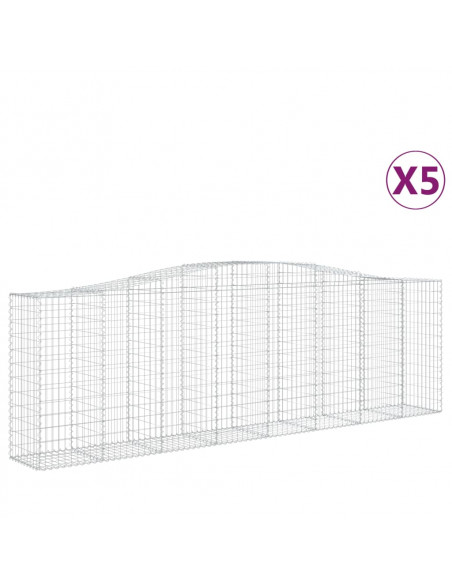 Cesti Gabbioni ad Arco 5 pz 400x50x120/140 cm Ferro Zincato