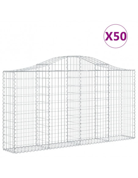 Cesti Gabbioni ad Arco 50 pz 200x30x100/120 cm Ferro Zincato
