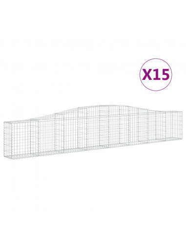 Cesti Gabbioni ad Arco 15 pz 400x30x60/80 cm Ferro Zincato