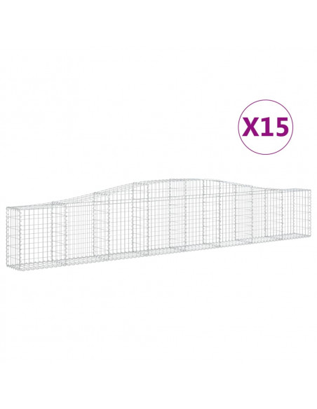 Cesti Gabbioni ad Arco 15 pz 400x30x60/80 cm Ferro Zincato