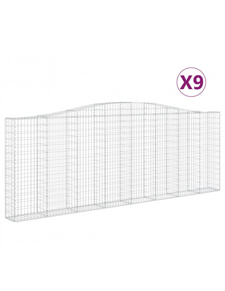 Cesti Gabbioni ad Arco 9 pz 400x30x140/160 cm Ferro Zincato