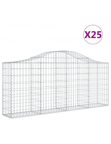 Cesti Gabbioni ad Arco 25 pz 200x30x80/100 cm Ferro Zincato