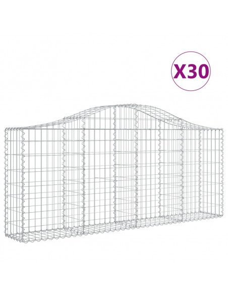 Cesti Gabbioni ad Arco 30 pz 200x30x80/100 cm Ferro Zincato