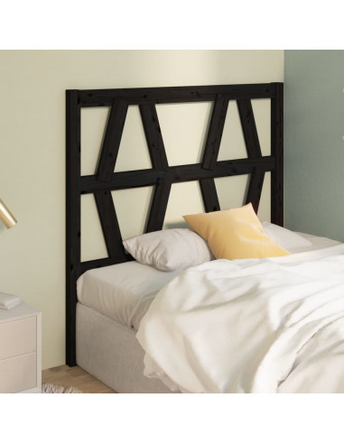 Testiera per Letto Nera 81x4x100 cm in Legno Massello di Pino