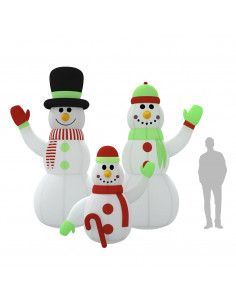 Famiglia Pupazzi di Neve Gonfiabili con LED 360 cm