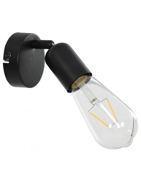 Faretti 2 pz con Lampadine a Incandescenza 2 W Nero E27