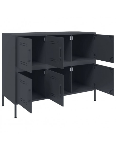 Credenza Antracite 100,5x39x79 cm in Acciaio Laminato a Freddo