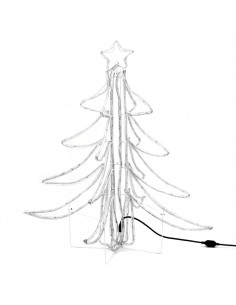 Figura Albero Natale Pieghevole con LED Bianco Caldo 87x87x93cm