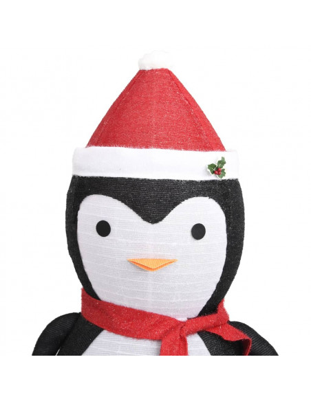 Figura Decorativa Pinguino Natale con LED Tessuto Lusso 180cm