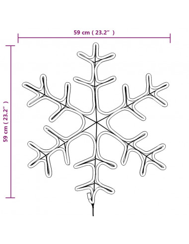 Figura Natalizia Fiocco di Neve 144 LED Bianco Caldo 59x59 cm