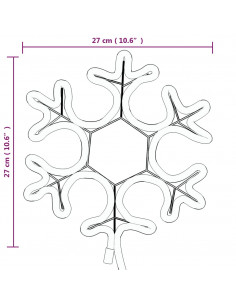 Figura Natalizia Fiocco di Neve con 48 LED Bianco Caldo 27x27cm 2