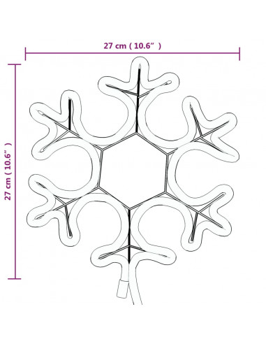 Figura Natalizia Fiocco di Neve con 48 LED Bianco Caldo 27x27cm