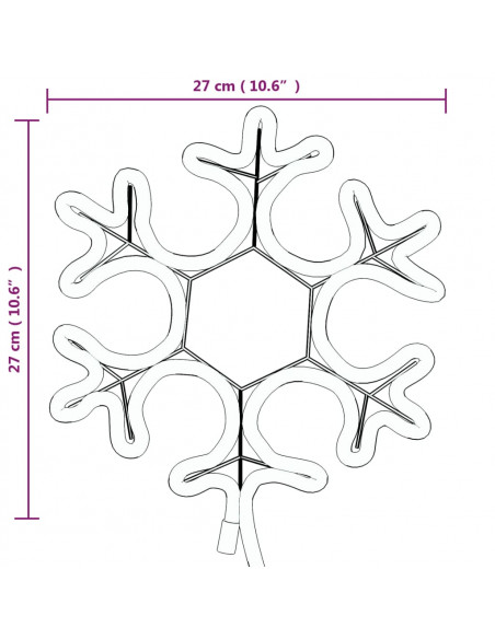 Figura Natalizia Fiocco di Neve con 48 LED Bianco Caldo 27x27cm