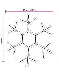 Figura Natalizia Fiocco di Neve con 72 LED Bianco Caldo 38x37cm 2