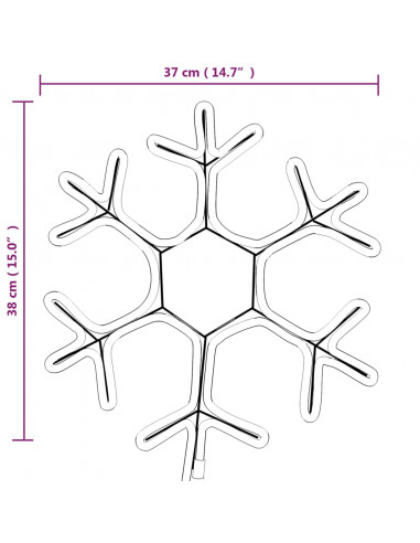 Figura Natalizia Fiocco di Neve con 72 LED Bianco Caldo 38x37cm