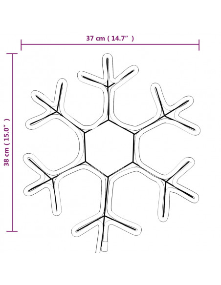 Figura Natalizia Fiocco di Neve con 72 LED Bianco Caldo 38x37cm