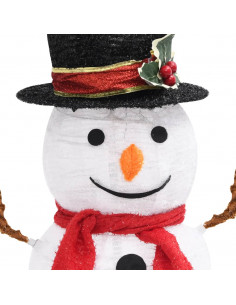 Figura Natalizia Pupazzo di Neve a LED Tessuto Pregiato 60 cm