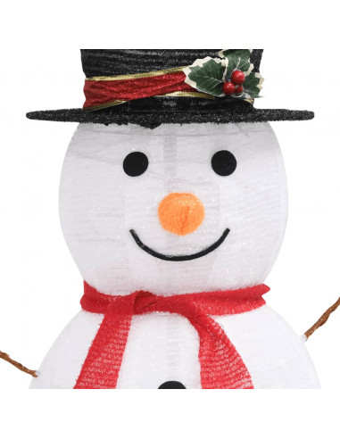 Figura Natalizia Pupazzo di Neve a LED Tessuto Pregiato 90 cm