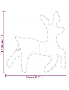 Figura Natalizia Renna con LED 3 pz Bianco Caldo 57x55x4,5 cm