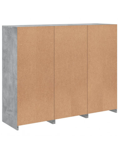 Credenze con Luci LED 3 pz Grigio Cemento in Legno Multistrato