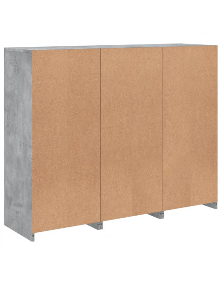 Credenze con Luci LED 3 pz Grigio Cemento in Legno Multistrato
