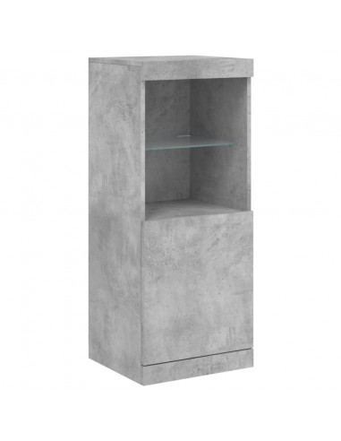 Credenze con Luci LED 3 pz Grigio Cemento in Legno Multistrato