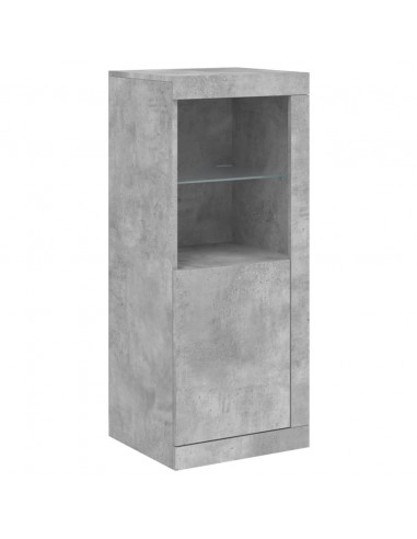 Credenze con Luci LED 3 pz Grigio Cemento in Legno Multistrato