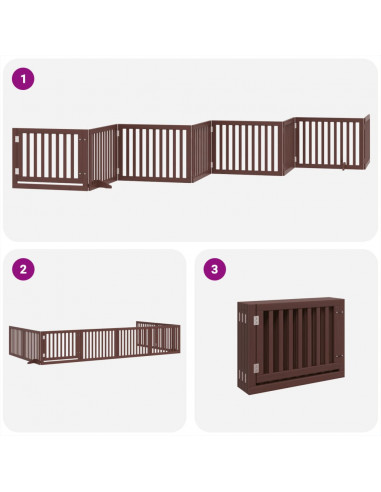 Cancello Cani Porta Pieghevole Marrone 8 Pannelli 640cm Pioppo