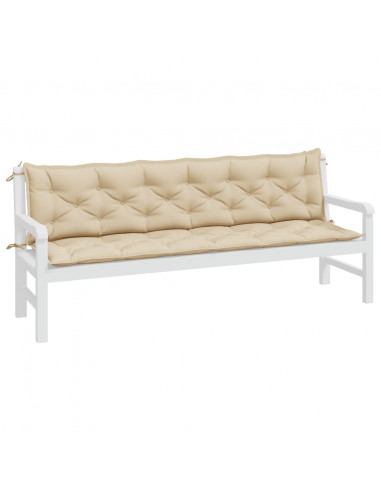 Cuscini Panca da Giardino 2pz Beige 200x50x7cm Tessuto Oxford