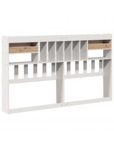 Testiera con Ripiani Bianca 180 cm in Legno Massello di Pino