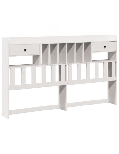 Testiera con Ripiani Bianca 180 cm in Legno Massello di Pino