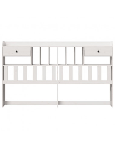 Testiera con Ripiani Bianca 180 cm in Legno Massello di Pino