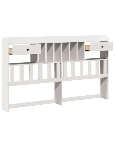 Testiera con Ripiani Bianca 180 cm in Legno Massello di Pino