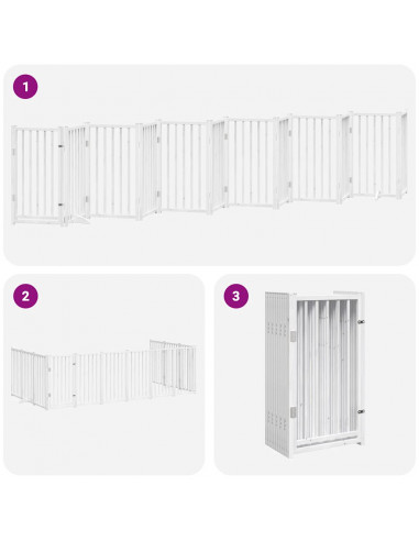 Cancello Cani Porta Pieghevole Bianco 12 Pannelli 600 cm Pioppo