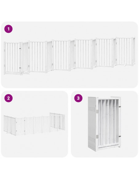 Cancello Cani Porta Pieghevole Bianco 12 Pannelli 600 cm Pioppo