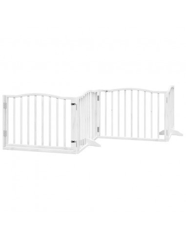 Cancello Cani Porta Pieghevole Bianco 12 Pannelli 640 cm Pioppo