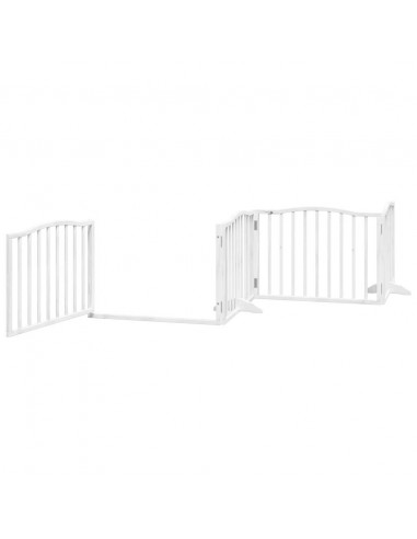 Cancello Cani Porta Pieghevole Bianco 12 Pannelli 640 cm Pioppo
