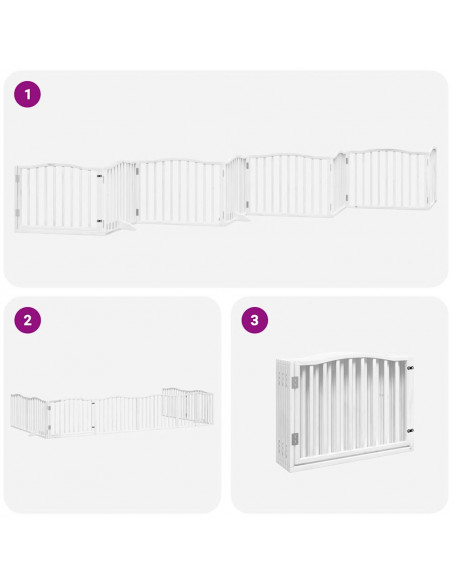 Cancello Cani Porta Pieghevole Bianco 12 Pannelli 640 cm Pioppo