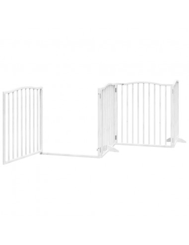 Cancello Cani Porta Pieghevole Bianco 12 Pannelli 640 cm Pioppo