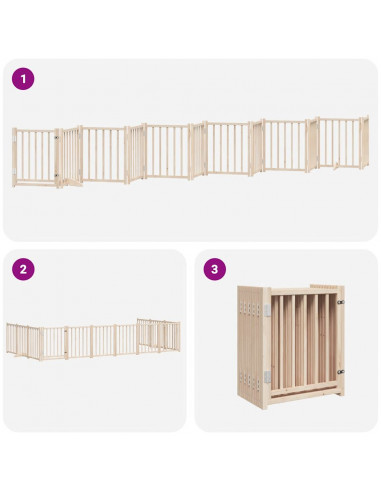 Cancello per Cani Porta Pieghevole 12 Pannelli 300 cm in Pioppo