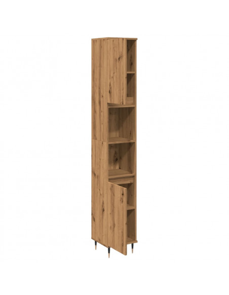 Armadietto Bagno Rovere 30x30x190 cm Legno Multistrato