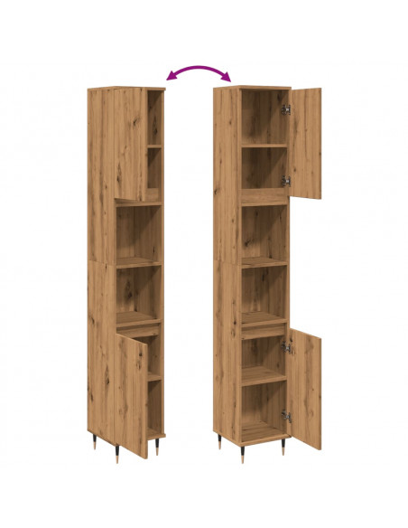 Armadietto Bagno Rovere 30x30x190 cm Legno Multistrato