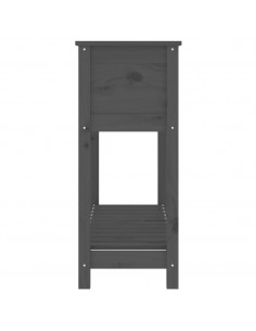 Fioriera con Mensola Grigia 111,5x34,5x81cm Legno Massello Pino 2