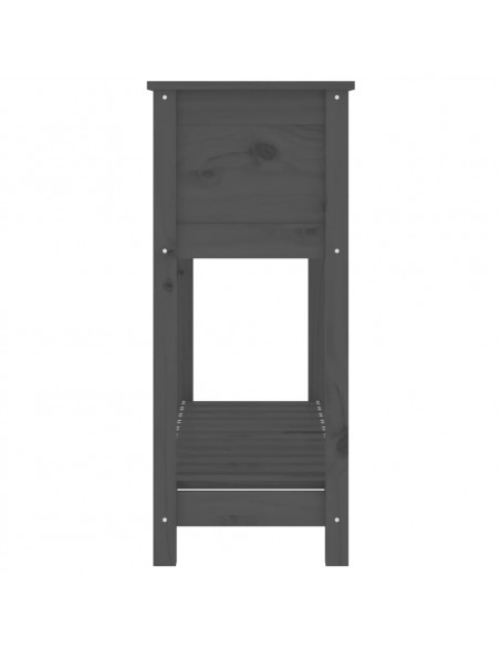 Fioriera con Mensola Grigia 111,5x34,5x81cm Legno Massello Pino