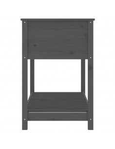 Fioriera con Mensola Grigia 111,5x54x81 cm Legno Massello Pino 2